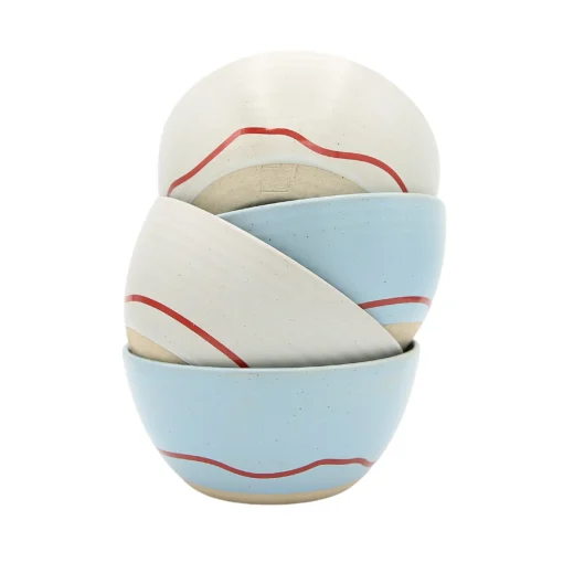 Keith Brymer Jones Keith Brymer Jones | Plates & Bowls^- Stoneware Bowl - Clear Sky & Red - 600ml